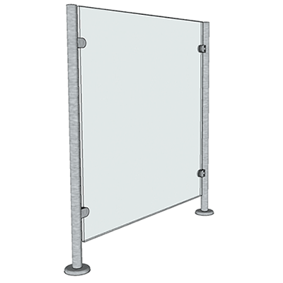 Floor standing glass barrier with posts