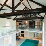 Glass balustrade in swimming pool