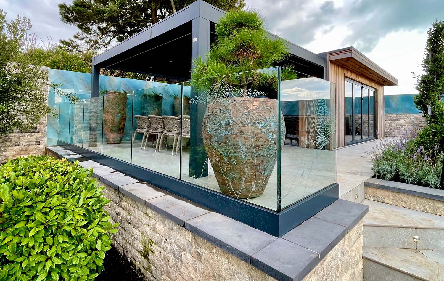 etched mermaid glass balustrade